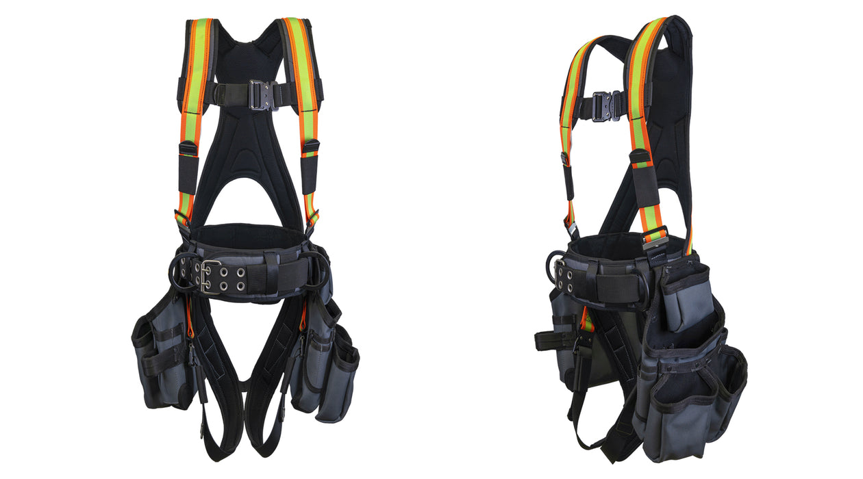 Super Anchor Safety Deluxe Fall Protection Harness Tool Bag Combo - Hi-Vis 6151H