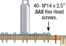 #14 x 2-1/2" Hex Head Screw Pack (40 count)(CRA) # 2022