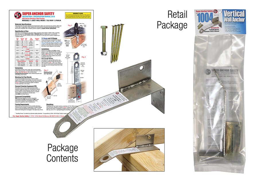 Super Anchor Vertical Wall Anchor & Fastener Kit For Roofs Up to 7/12 Pitch 1004