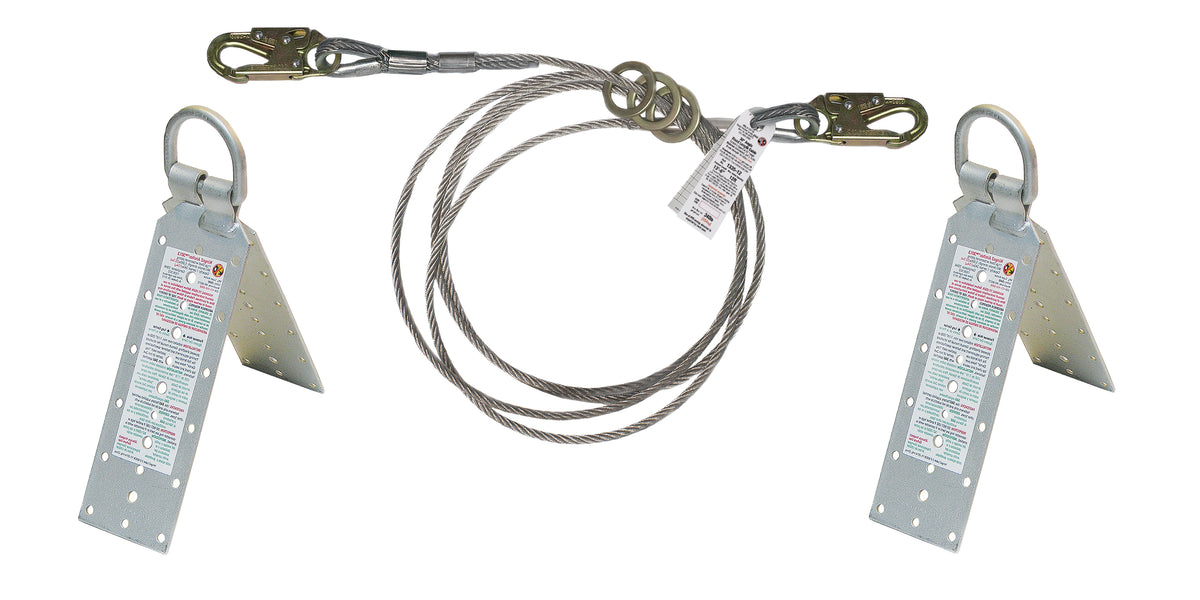 Super Anchor 20' Horizontal Lifeline System with Hinge-2 Anchors