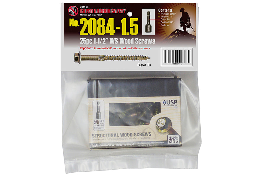 Super Anchor 1.5″ 25 piece Screw Package for #1302-2XM anchor - Box of 25 with Driver - 2084-1.5