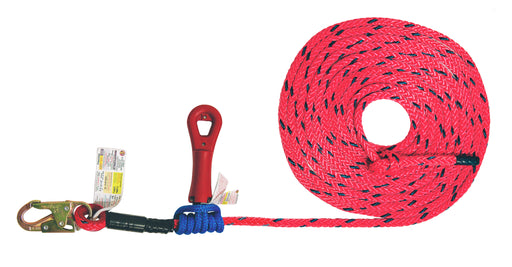 Super Anchor 30' Deluxe Lifeline with Super Grab Rope Grab.  Snaphook Connector 4034-30SG