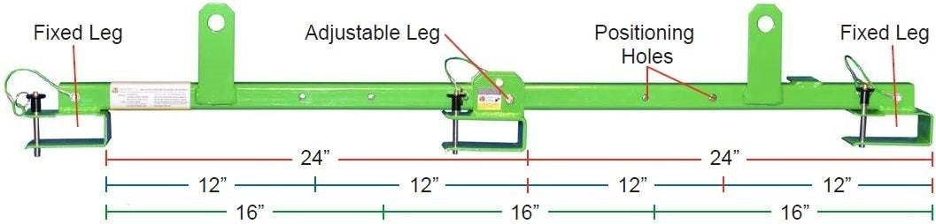 2x4 Adjustable Floor Joist Safety Bar - 12", 16" & 24" OC x 48" Length (w/ 1 1017F Leg) # 1017C
