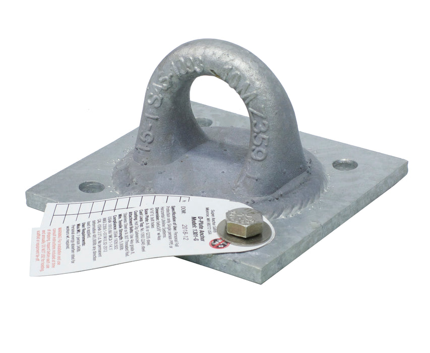 Super Anchor D-Plate Façade Access Anchor with 6"x6" Base Plate, 4-Bold, HDG 1301-G Cal-OSHA Approved